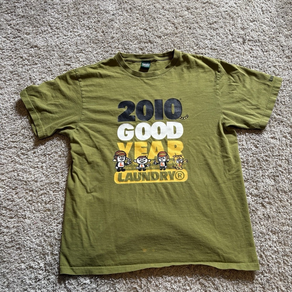 2010 Laundry Calander Shirt Men's Large Green Bape Style Nigo Made In JAPAN